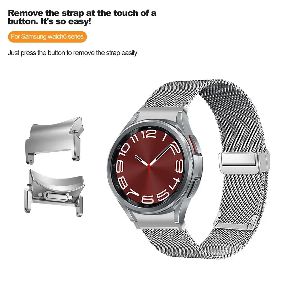 Quick Fit Stainless Steel Strap for Galaxy Watch 7/6/5/5pro 40 44 45mm Milanese for Samsung Galaxy Watch 6 Classic 43 47mm Belt