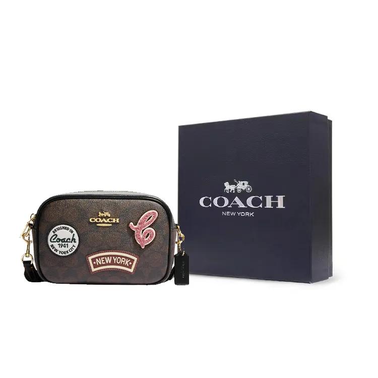 COACH Jamie Canvas Leather Camera Bag , Shoulder Bag , Crossbody Bag Mini Women's Dark Brown (Unisex) Crossbody Bags CF455 IMOSN