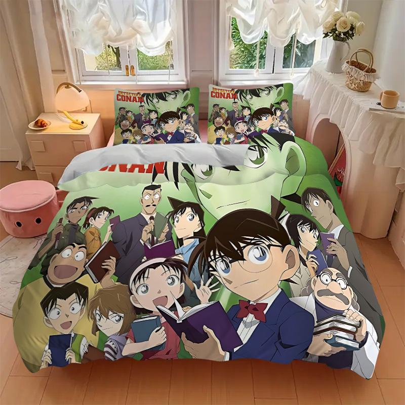 Detective Conan Mystery Print 3Pcs Bedding Setduvet Cover With 2 Bedropillowcase Home Birthday Gift