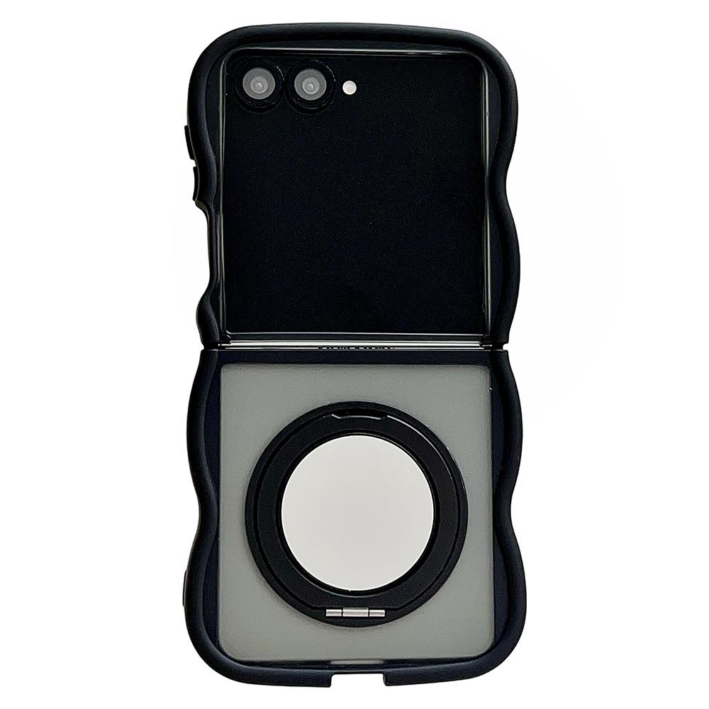 Магнитный чехол-зеркало с вращающейся подставкой для Samsung Galaxy Z Flip7 5G, TPU+PC чехол для телефона с волнистым краем