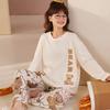 Winter Ladies Combed Cute Cartoon Long-Sleeved Pajamas Two Sets of New Comfortable Casual Style Can Be Worn Outside The Homewear