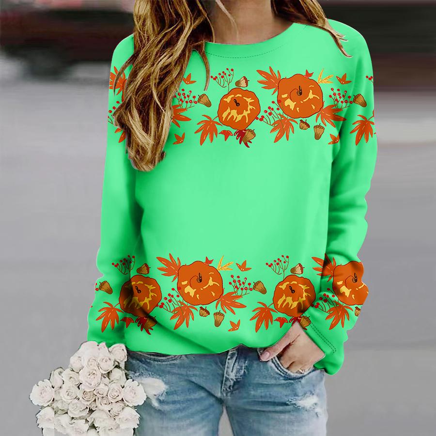 Топы для женщин с принтом оранжевого кленового листа, круглым вырезом и длинным рукавом, футболка, осенний повседневный тонкий пуловер, женский топ с длинным рукавом