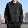 Мужская куртка с лацканами, длинным рукавом, застежкой на пуговицы, пальто с боковыми карманами, весна-осень, однотонная повседневная верхняя одежда