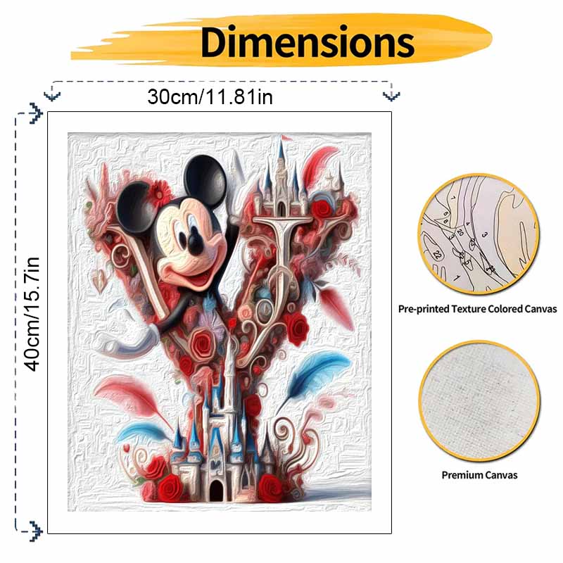 Disney DIY Oil Painting Kits Mickey Castle Rose Art Hand Painting Home Decor Craft Gift Ideas Disney DIY Oil Painting Kits Wall Decor