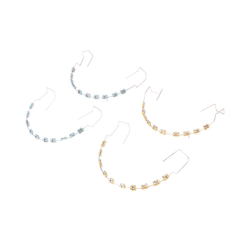 1 пара временных украшений для зубов с металлической проволокой, разноцветные металлические скобки, ортодонтические лигатуры, стоматологический материал