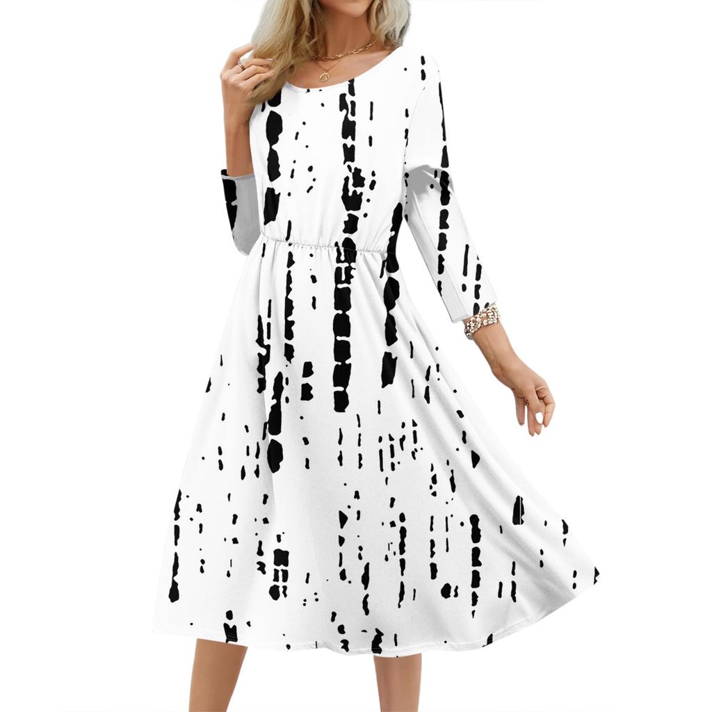 Женское модное платье свободного кроя с цветочным и лиственным принтом