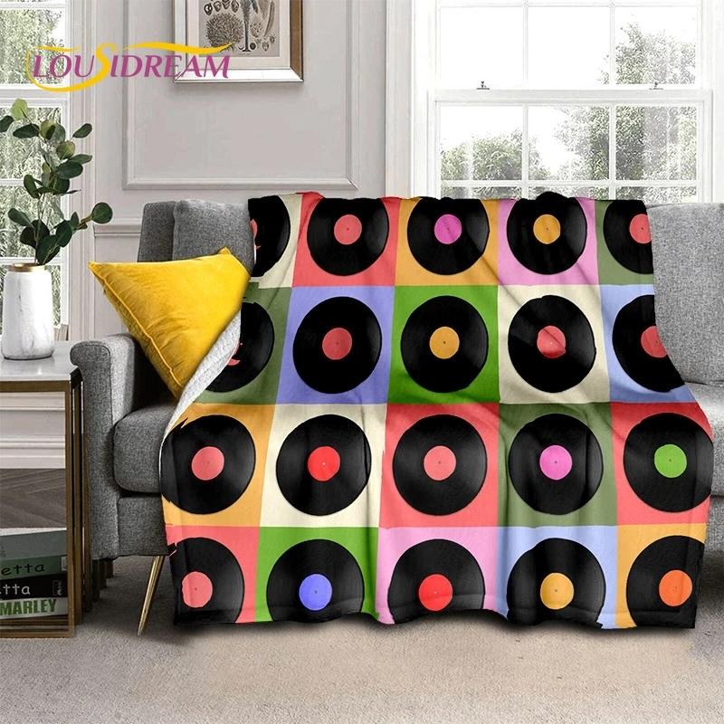 Виниловая пластинка музыка диджей экран лента мягкое фланелевое одеяло для кровати спальни дивана пикника, плед для укрытия на открытом воздухе отдых подарок