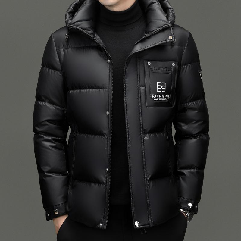 Осенне-зимняя теплая утиная пуховая куртка с капюшоном для среднего и молодого возраста, деловая, модная, утолщенная, повседневная