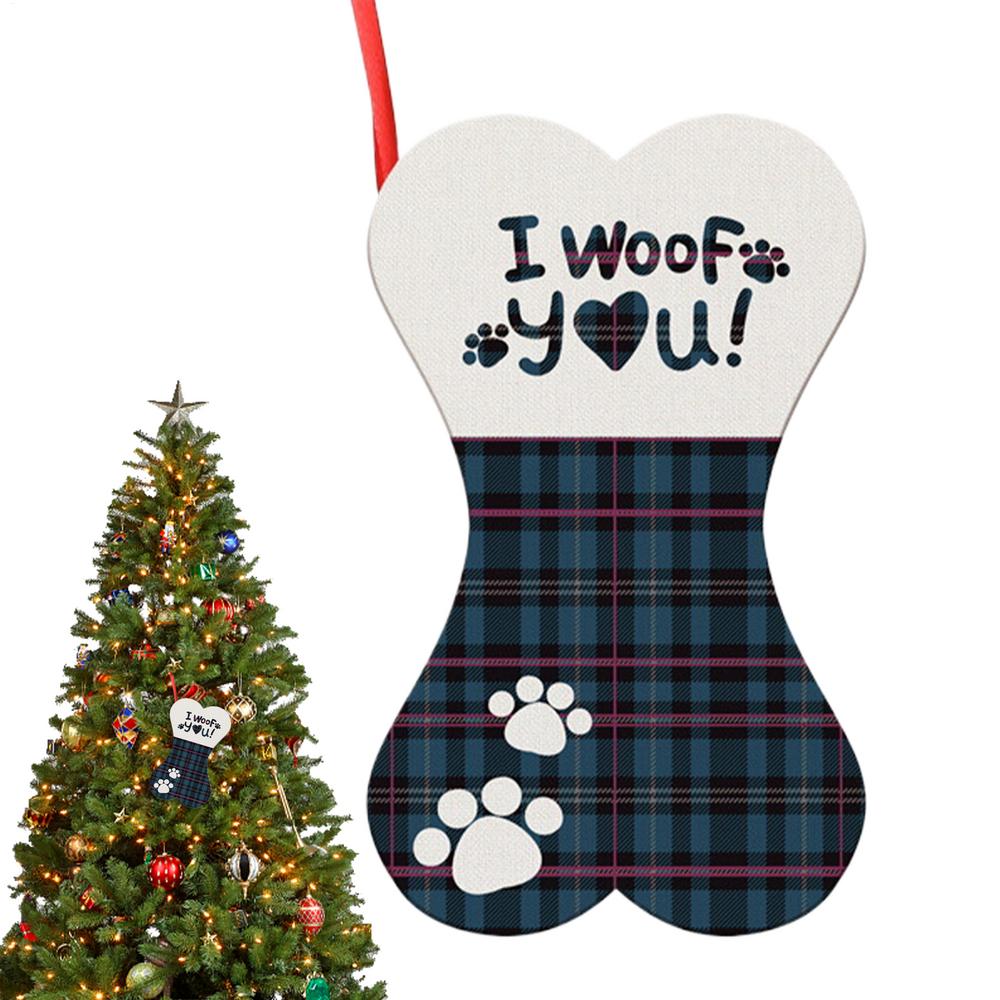 Paw Christmas Stockings Paw Print Stuffers Wrapping Sock Hangable Fireplace Ornament For Kids Girls Boys Toddler Mantle