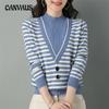 Early Autumn Women's Knitwear Half High Neck Clashing Stripe Sweater Bottom Sweater