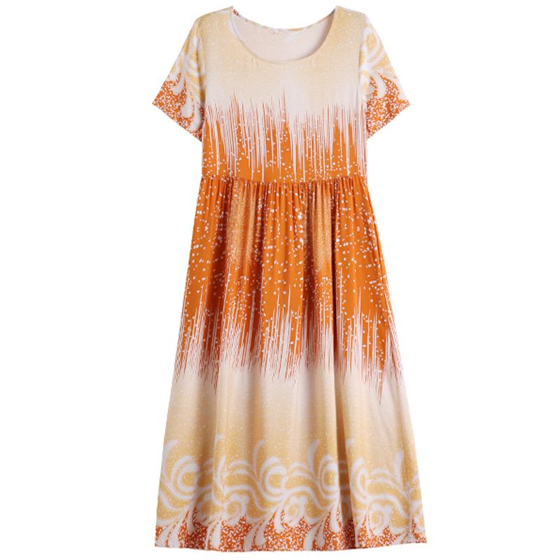 Повседневное женское платье летняя винтажная одежда свободные короткие рукава большие размеры элегантные длинные платья