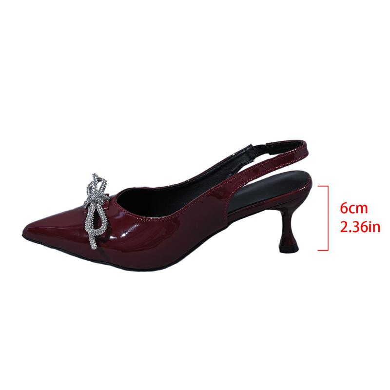 Женские босоножки на высоком каблуке с бантом, сексуальные, с кристальным декором, с острым носком, женские сандалии нового стиля для офисных леди, нескользящие