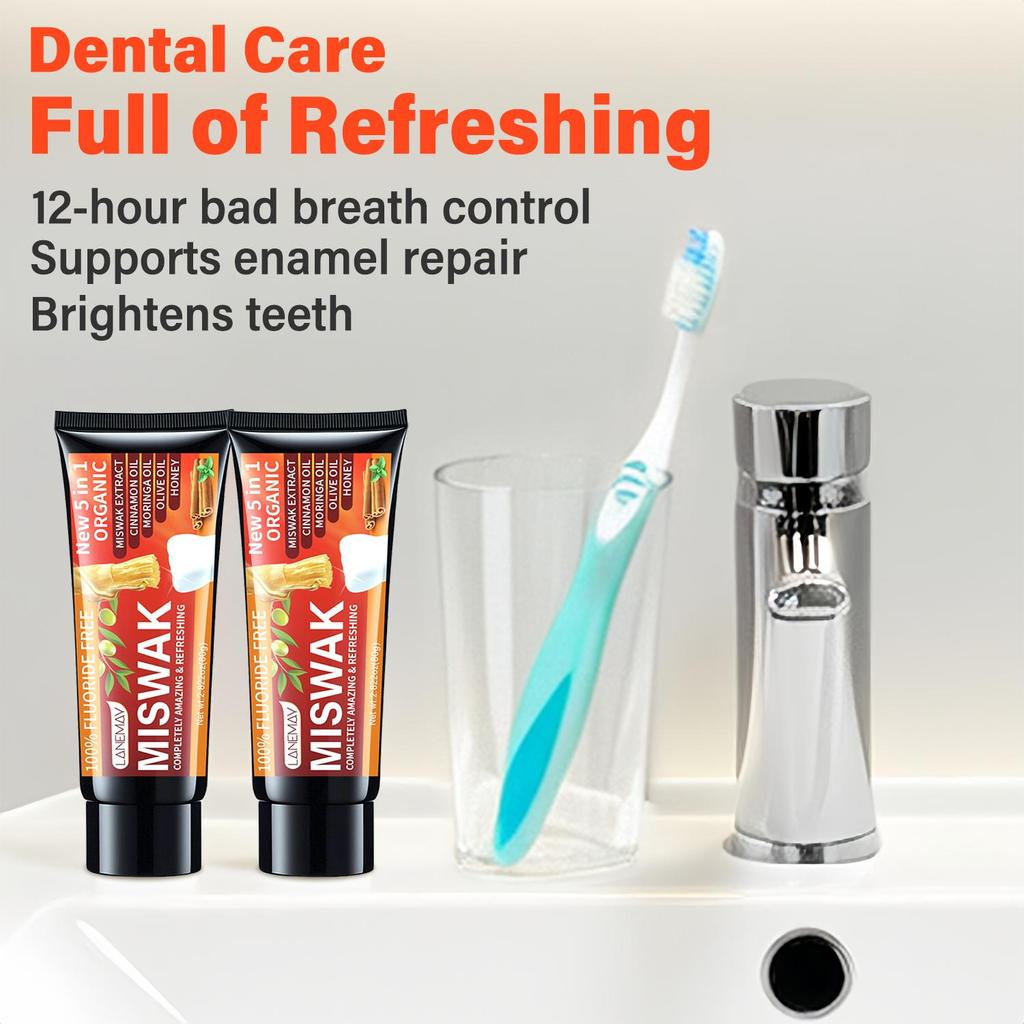 Зубная паста Miswak с травяной формулой - глубокая очистка зубов и уменьшение зубных пятен от щетки, предотвращение образования зубного камня, 80 г