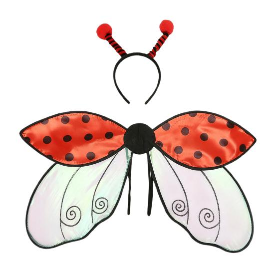 Набор крыльев божьей коровки и пчелы с ободком, органза, аксессуары для костюма для детей и взрослых, декор для костюмированной вечеринки, для выступлений, праздничных мероприятий