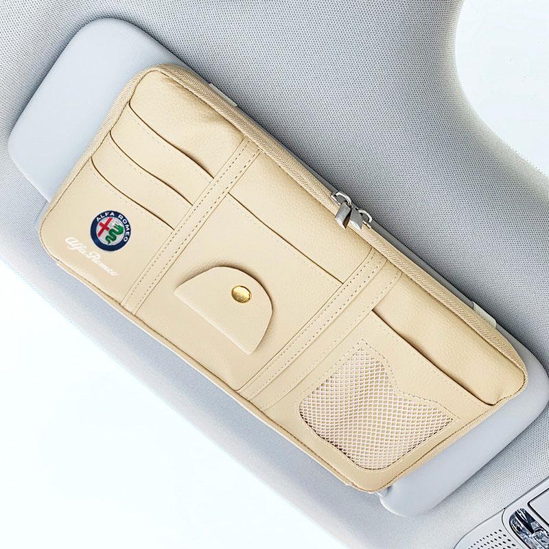 Car Sun Visor Storage Bag Glasses Clip Card Bill Holder For Alfa Romeo giulia stelvio giulietta 159 147 156 166 Car Accessories rfv233