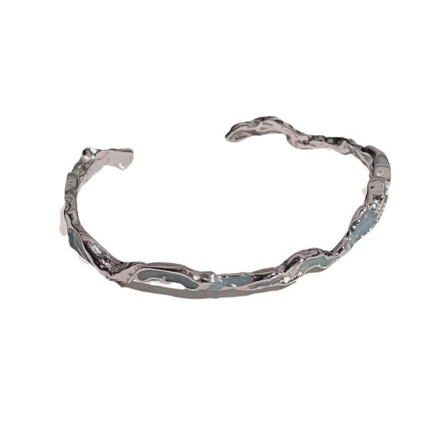 Elegant Blue Wave Bracelet For Women Fashionable Alloy Jewelry With A Chic Geometric Design