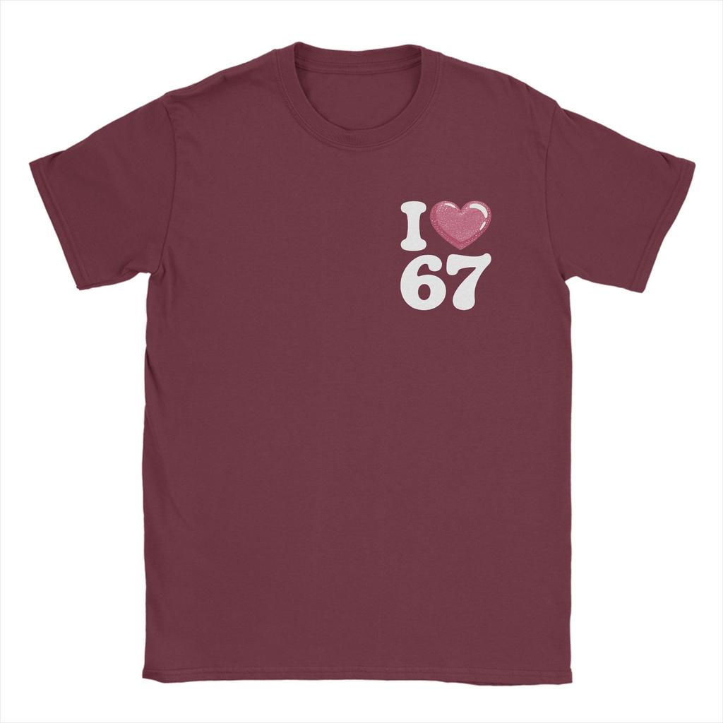 Love 67 Valentines Day TShirts for Men Vintage Pure Cotton Tee Shirt Round Collar Short Sleeve T Shirt Unique Tops