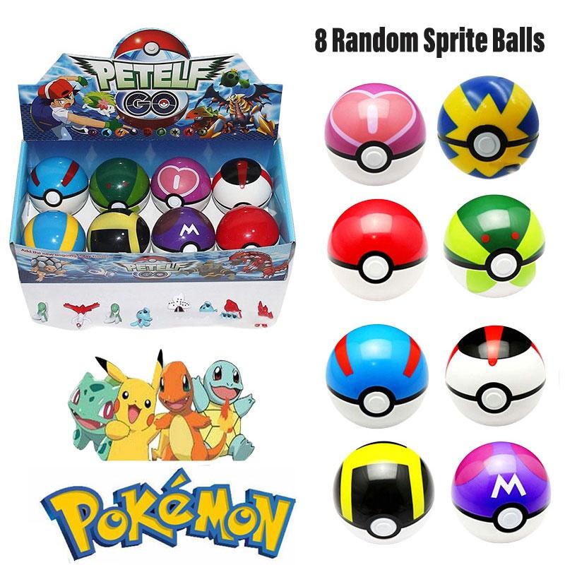 Pocket Monster Ball Toy 7cm Diameter Abs Material Set Of 8 Pokemon Figures