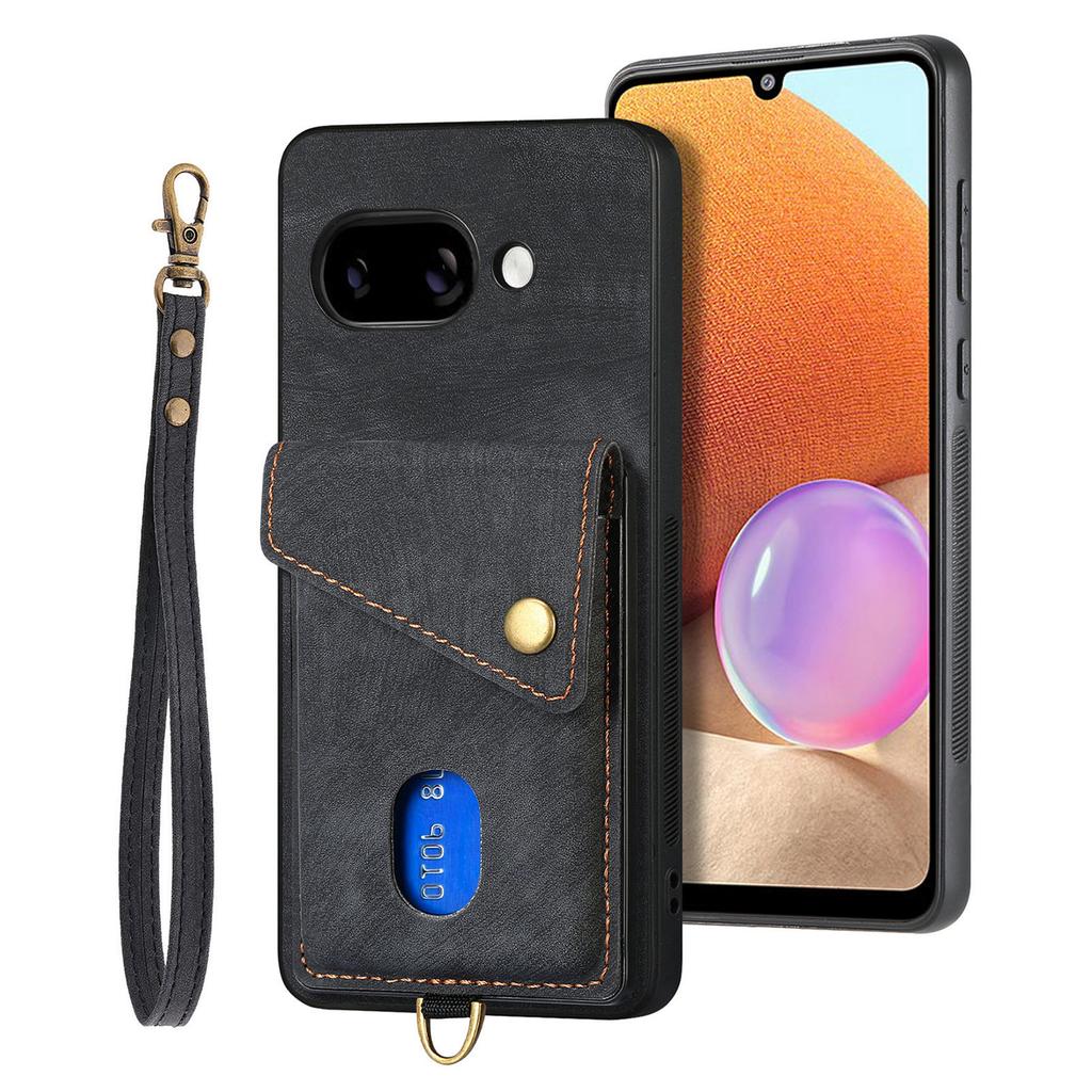 For Google Pixel 9a Case with Card Holder Kickstand Leather Phone Back Cover