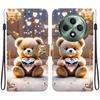 Чехол-книжка из искусственной кожи ручной работы для Oppo Reno12 F (5G/CPH2637) Противоскользящий ударопрочный чехол с ремешком на запястье и дизайнами в виде сердец/роз и кошек