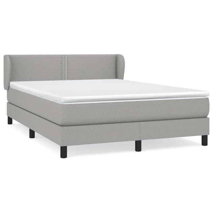 Maison Exclusive - Sommier à lattes de lit avec matelas Gris clair 140x190cm Tissu