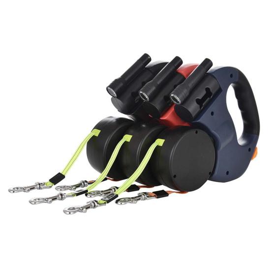 Выдвижной поводок для домашних животных, не спутывающийся, двойной ремень для выгула собак с дозатором для пакетов для фекалий и