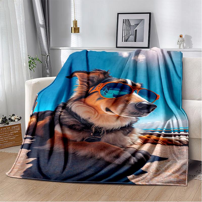 Одеяло с милой собакой, мультяшным хаски, самоее, чихуахуа, коки, померанским шпицем, мягкое одеяло для дома, спальни, чехол для дивана, детское одеяло