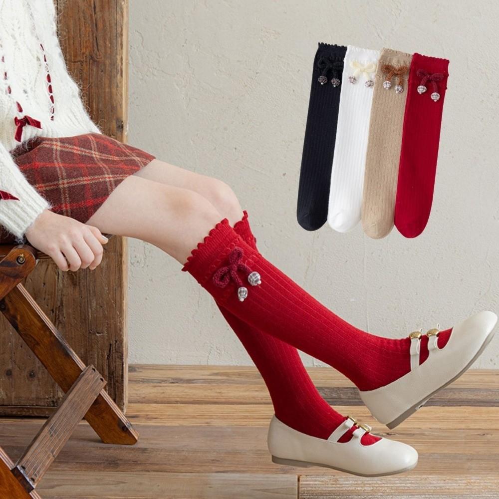 Knee High Length Slouch Socks Knitted Material Knitted Socks Sweet Knee High Socks School Uniform