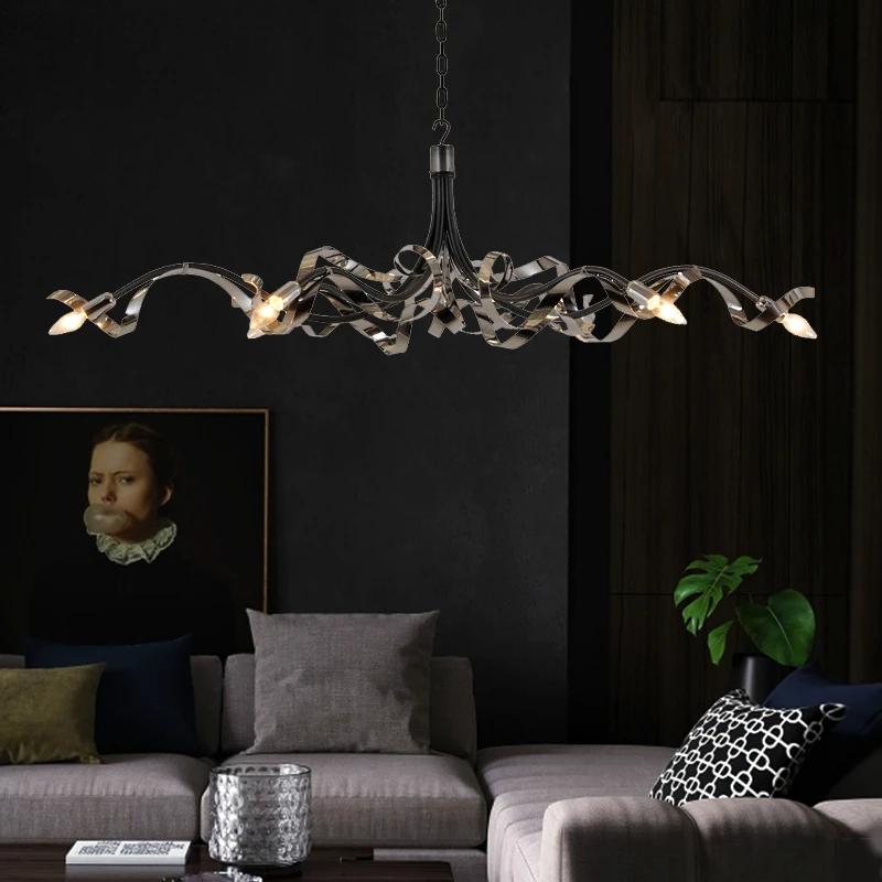 Postmodern Luxury Living Room Dining Room And Creative Stainless Steel Model Room Lighting Fixtures Minimalist Chandeliers