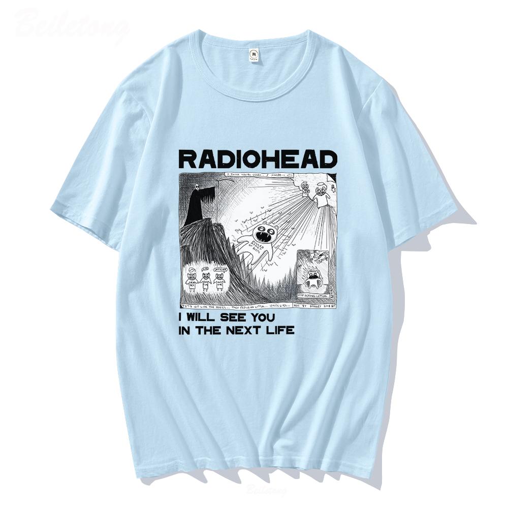 Футболка Radiohead Rock Band Vintage Hip Hop I Will See You In The Next Life унисекс для любителей музыки с принтом для мужчин и женщин футболки с коротким рукавом
