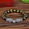 Men Feng Shui Attract Wealth Pixiu Obsidian Stone Beads Bracelets Good Luck Bangle Wristband