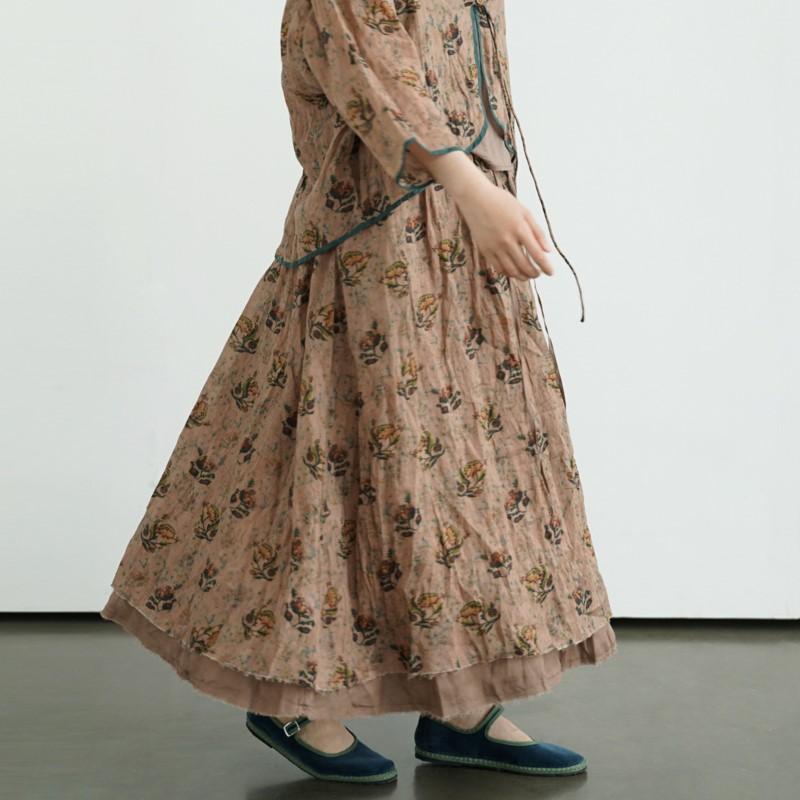 Johnature Женские винтажные юбки с цветочным принтом, эластичная талия, свободные, из высококачественной ткани, летние свободные А-силуэта