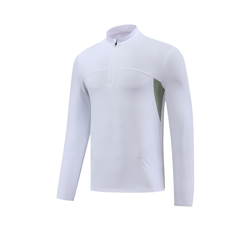 Men's Long Sleeved Quick Drying Clothes Outdoor Fitness Training T Shirt High Elasticity Semi Zipper Sports T-shirt