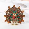 Creative Thanksgiving Rhinestone Turkey Brooch Large Fun Animal Pin Personalized Peacock Badge