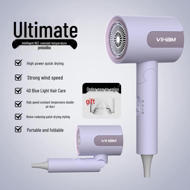 High Power Blue Light Negative Ion Hair Dryer with Strong Wind