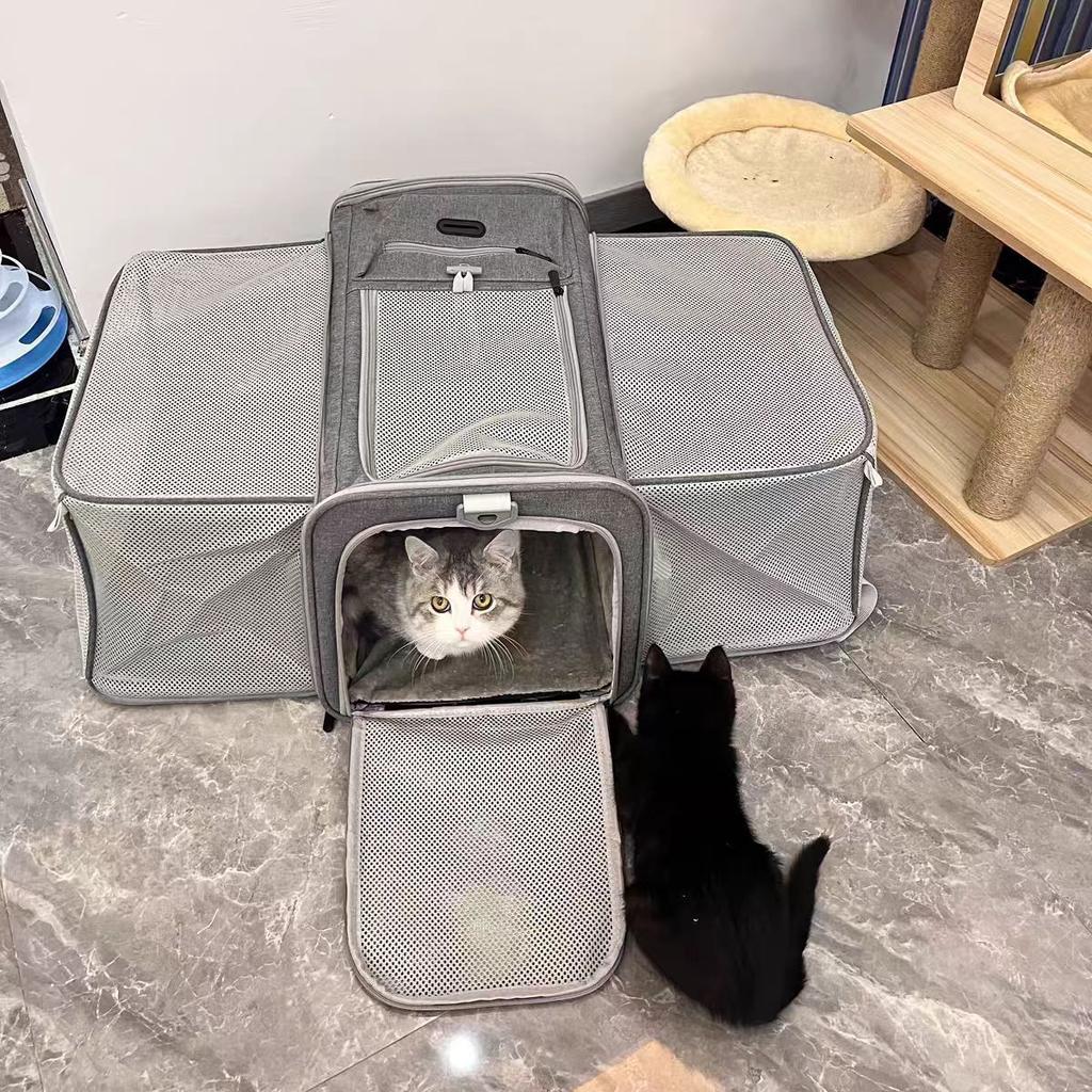 Portable Expandable Polyester Cat & Small Dog Pet Bag for Travel and Outings