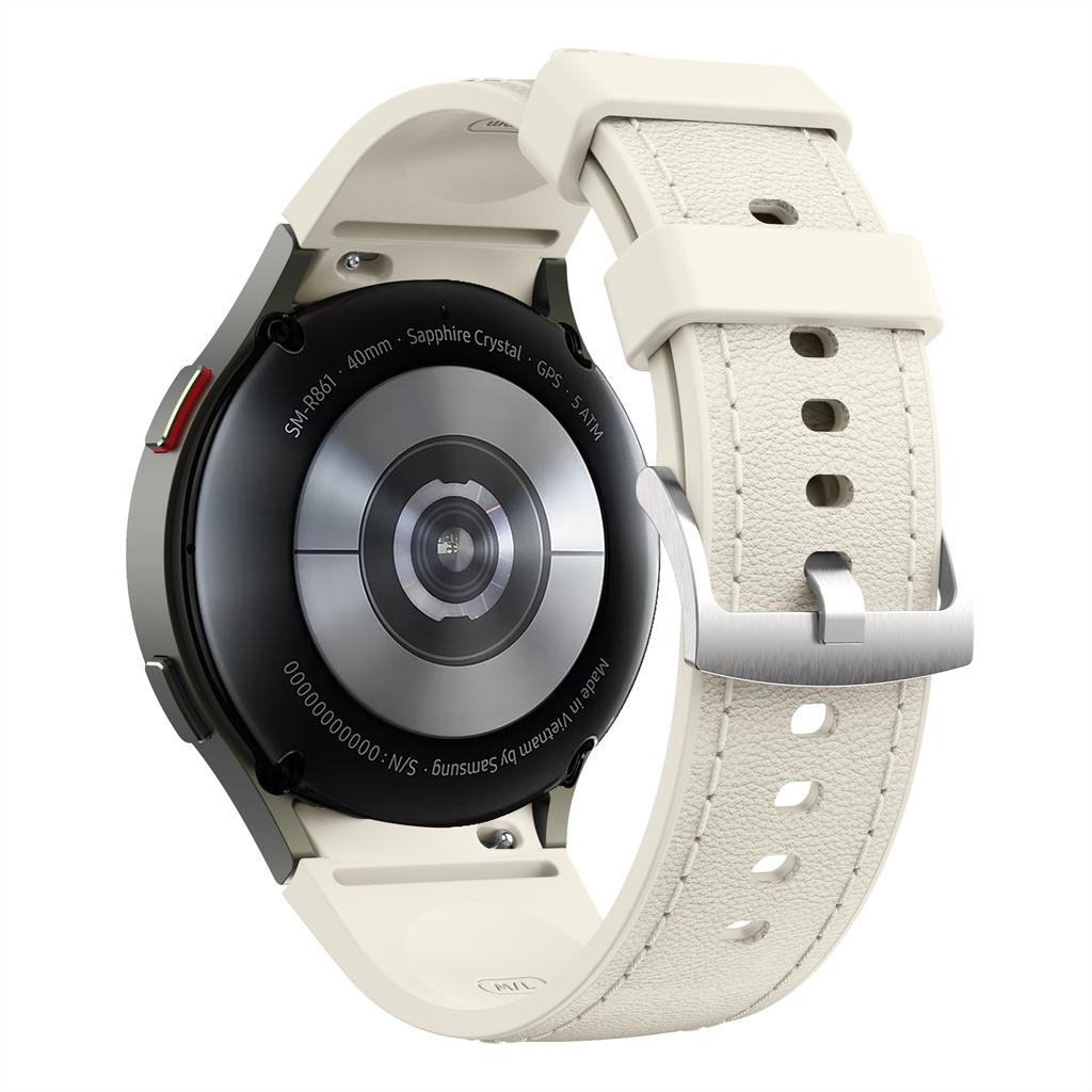 Ремешок для Samsung Galaxy Watch7/Watch6/Watch 5/Watch4 Силиконовый+Кожаный Регулируемый Браслет