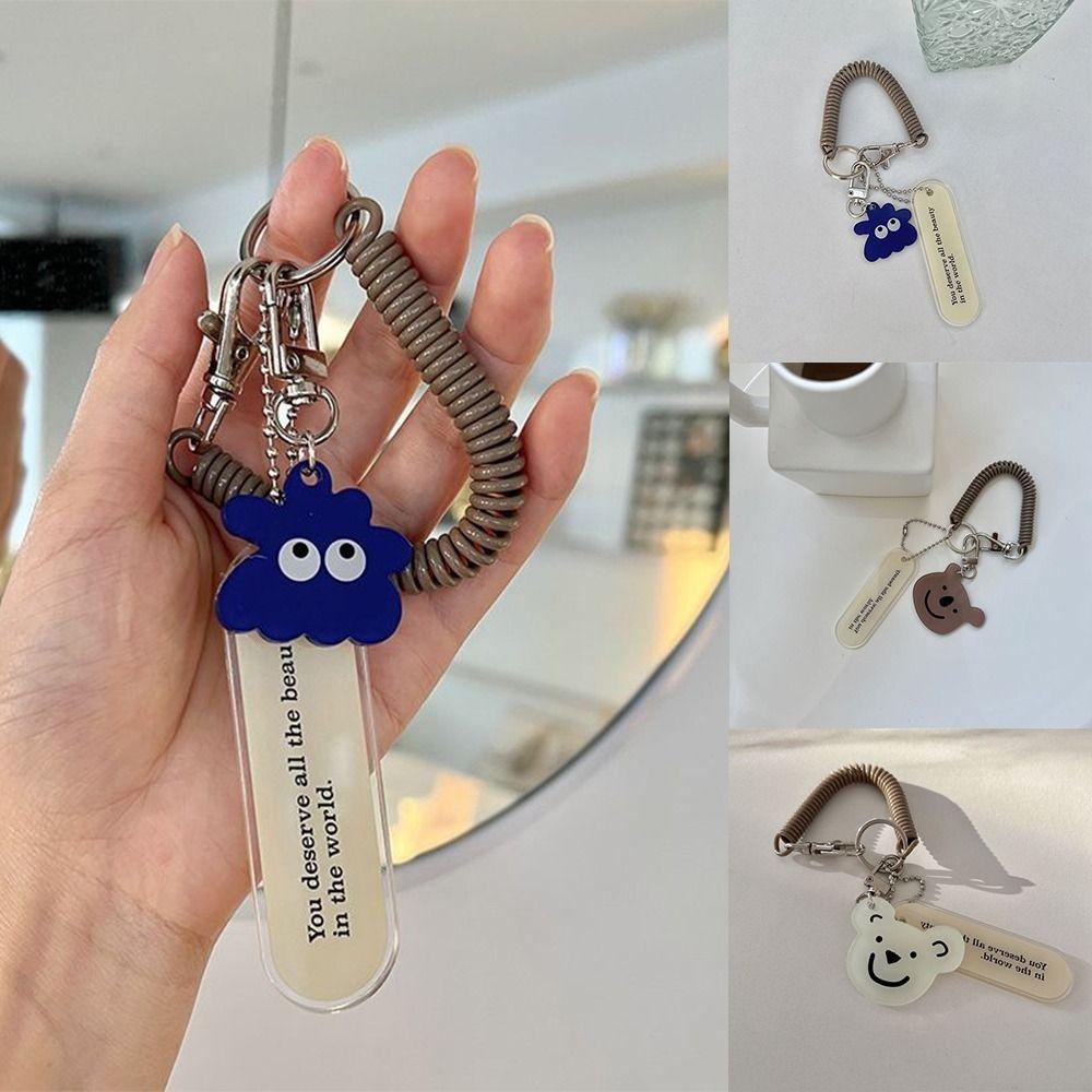 Cartoon Bear Spring Coil Key Chain Key Holder Key Ring Ornaments Sweet Cartoon Lanyard Decoration