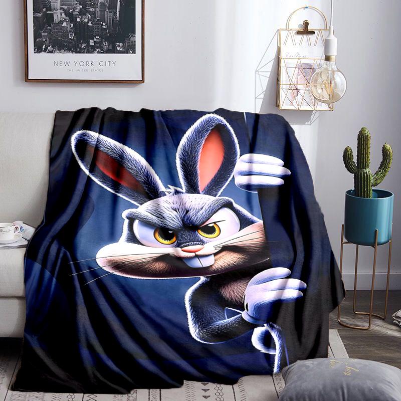 Elegant Bunny Portrait Throws Blanket Flannel Blankets Plush for Couch Bed Gifts for Men Women Travel picnic blanket Christmas fan gifts