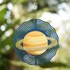 Saturn Wind Spinner - Golden Planet with Blue Rings, All-Season Outdoor Metal Garden Art (No Electricity Needed)