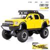 1:32 масштаба Ford Raptor F150, литая под давлением модель автомобиля из сплава с большими колесами, со звуковым светом, откатным автомобилем, игрушки для детей, рождественские подарки,