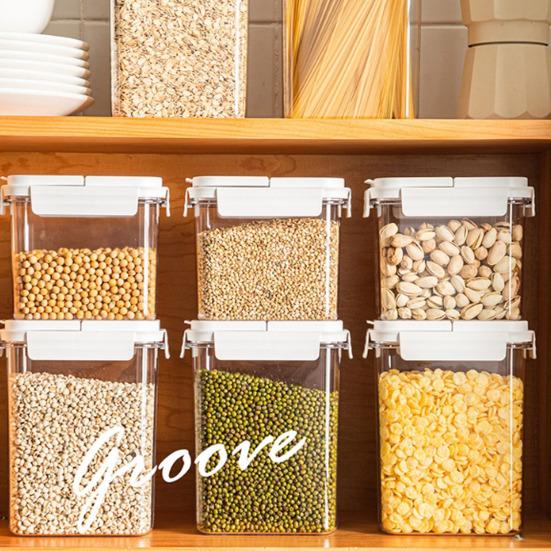 Airtight Food Storage Container Food Grade BPA Free Leak-Resistant Stackable Design Transparent Grains Dry Foods Storage Jar