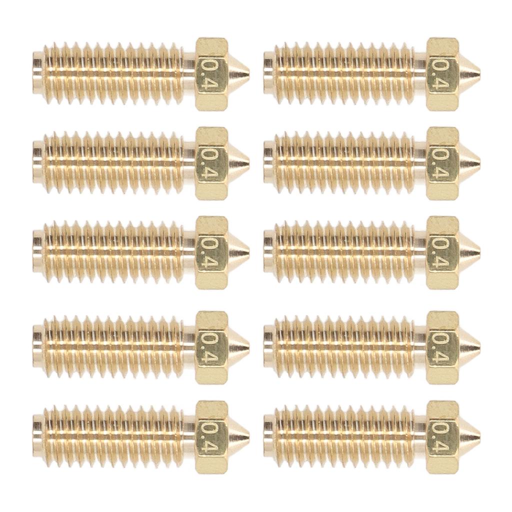 10Pcs 3D Printer Brass Nozzle Strong Heat Conduction Smoothly Inner Wall M6 Brass Nozzle for Kobra3