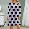Kobiety Sukienka Codzienna Jesień Sukienki z Nadrukiem w Kropki dla Kobiet Dekolt O Rękaw Krótki Sukienka Plus Size