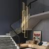 Stair Long Chandelier Modern LED Minimalist Creative Rectangular Villa Duplex Chandelier Nordic Luxury Loft Living Room Lamps
