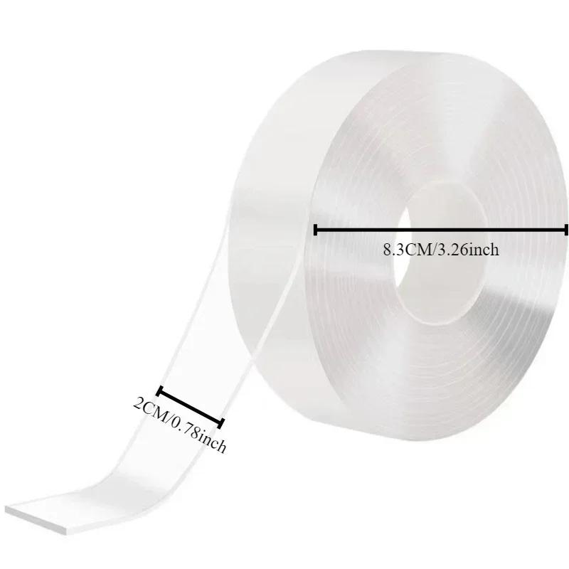 1 шт. Новая нано двусторонняя лента без следов 2 см*1 м Прозрачная многоразовая долговечная водонепроницаемая термостойкая клейкая моющаяся автомобильная