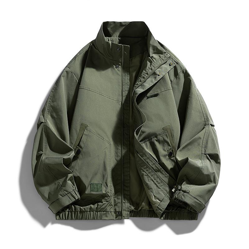 Куртка, Куртка-подмашинка, Мужская Свободная Оверсайз Стойка Воротник Мужской Топ