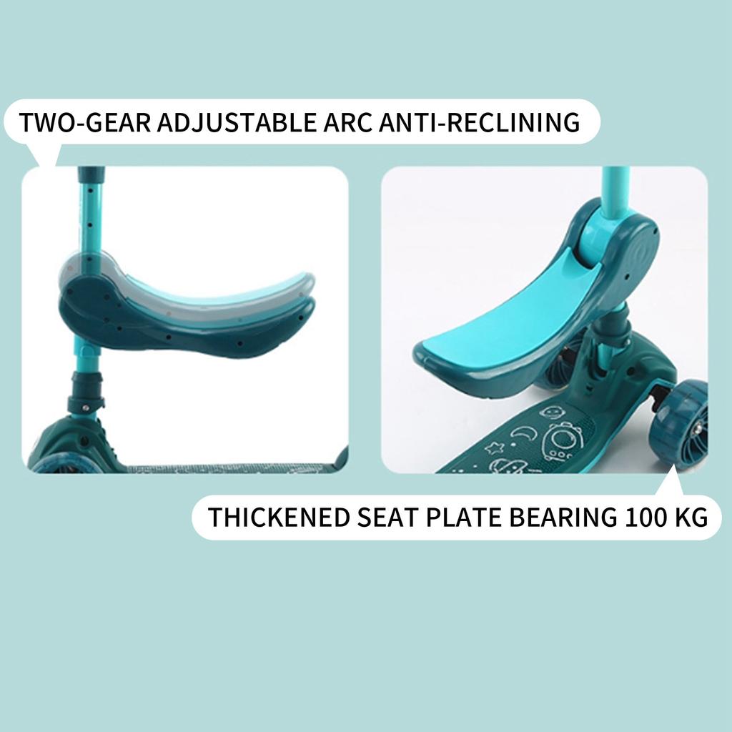 Children's Scooter Children's Car Three-wheeled Scooter Scooter Big Wheels Silent Belt Music Seat