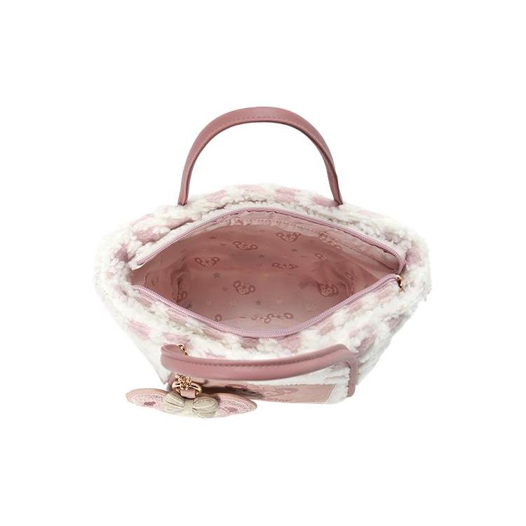 New Disney Plush Tote Shoulder Bag Crossbody Bag Handbag Regular Women's Pink & White 400060362344