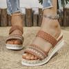 Fashion Fashion Weaving Wedge Heel Sandals for Women 2025 Summer Thick Sole Beach Slippers Woman Comfy Slip On Platform Sandalias Mujer